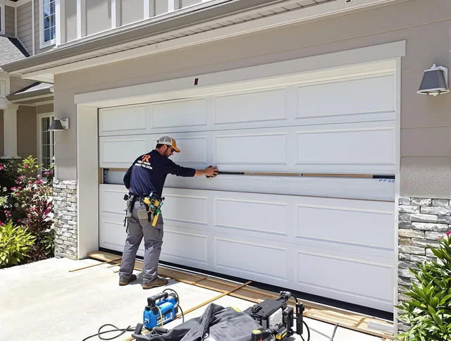 Stallings Garage Door Repair team performing complete garage door replacement at Stallings residence