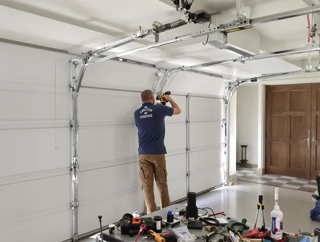 Stallings Garage Door Repair certified technician performing precision garage door repair in Stallings