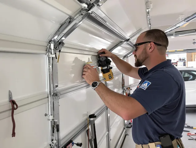 Stallings Garage Door Repair technician quieting a noisy garage door in Stallings