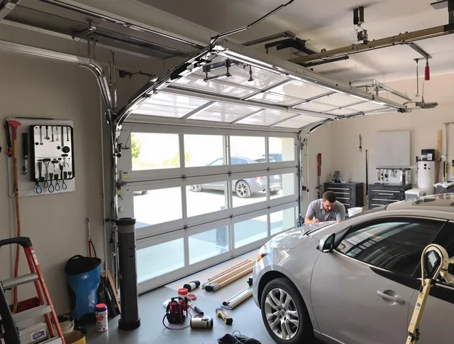 Garage door noise reduction service by Stallings Garage Door Repair in Stallings
