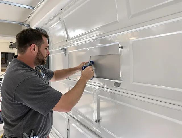 Garage door panel repair by Stallings Garage Door Repair in Stallings