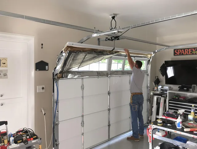 Garage door section replacement by Stallings Garage Door Repair in Stallings